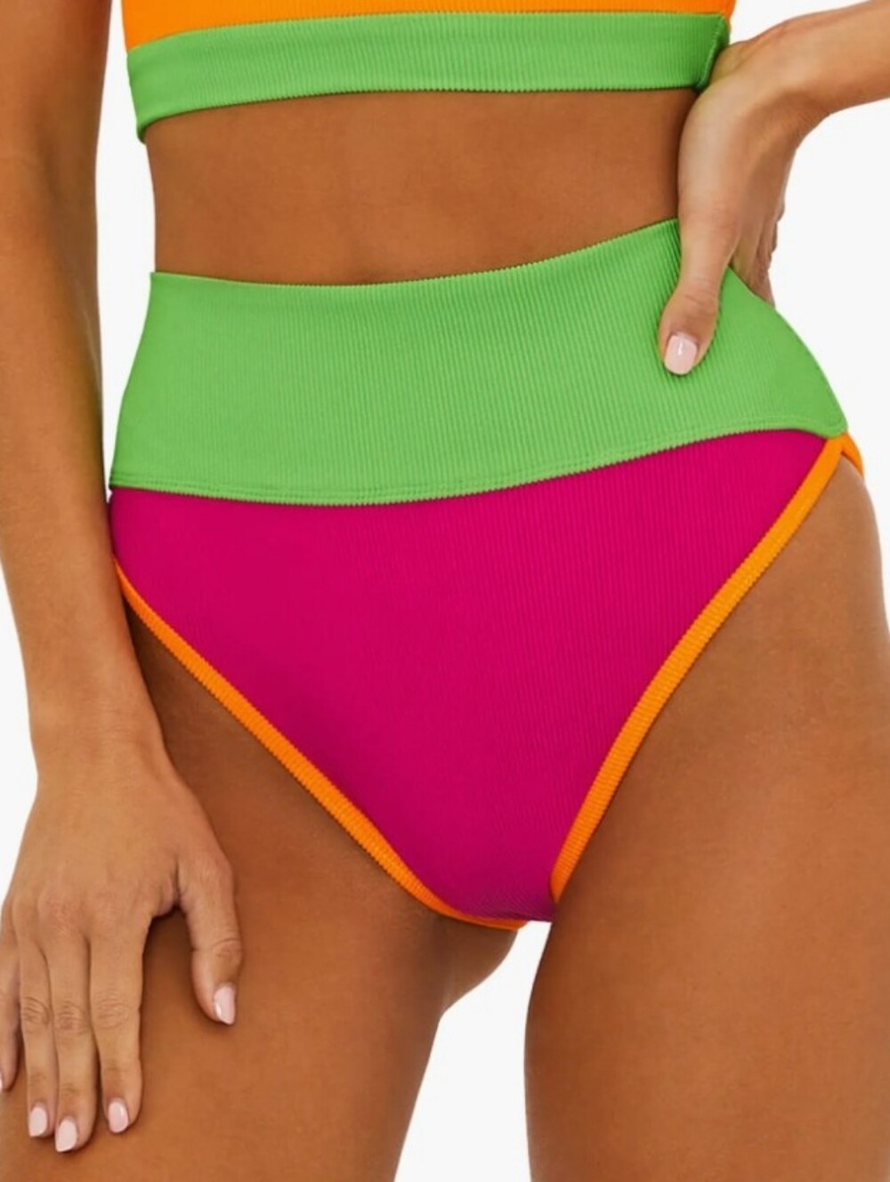 Beach Riot Emmy Colorblock High Waist Bikini Bottoms Size Med. EUC